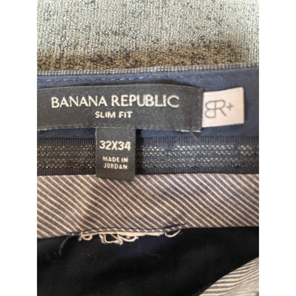 Banana Republic Mens 32x34 Slim Fit Grey Windowpane Plaid Dress Pants Trousers - Picture 3 of 8